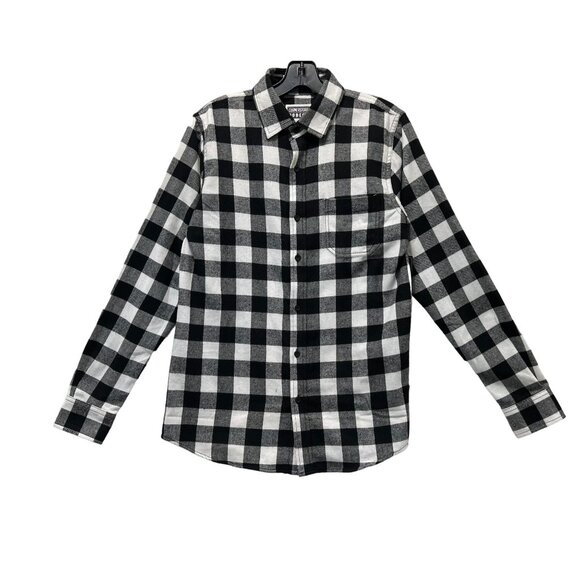 Cornerstore Bodega - Men's Long Sleeve Plaid Shirt - Black/White - Extra Small - Picture 1 of 15